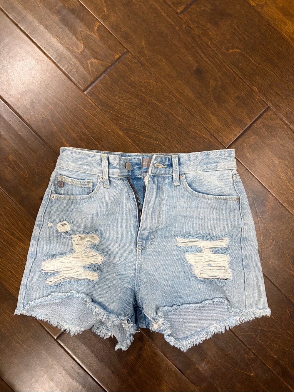 Just USA Light Blue Distressed High-Rise Denim Shorts